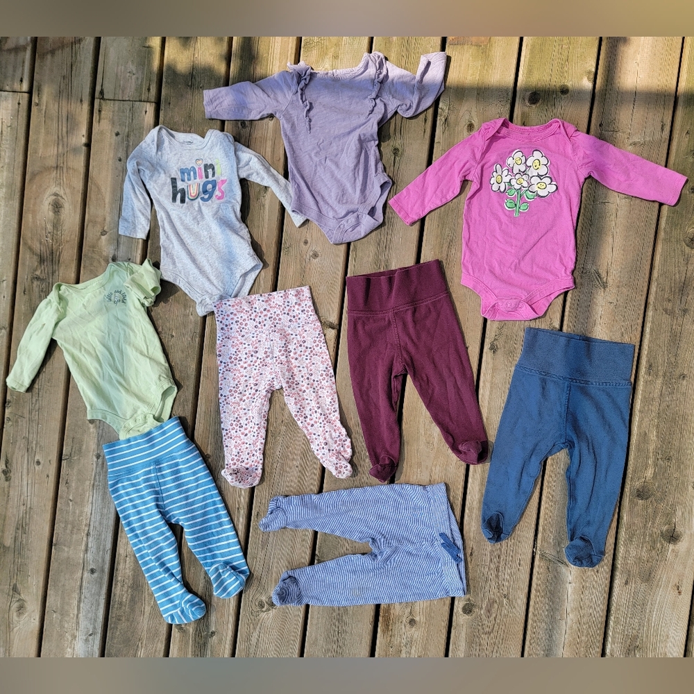 George Baby Girl Bundle – 4 Onesies + 5 Pants – 20 Mix & Match Outfit Combos
